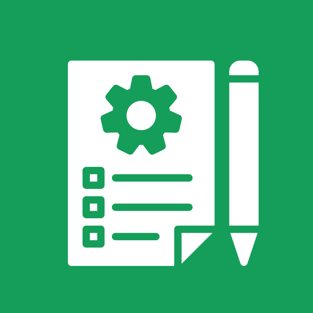 project checklist and pencil icon with green background
